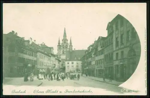 AK Ansbach in Mittelfranken Bayern - Oberer Markt Gumbertuskirche 1903