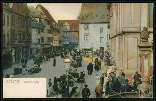 AK Ansbach in Mittelfranken Bayern - Unterer Markt 1903