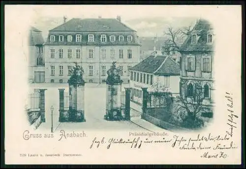 AK Ansbach in Mittelfranken Bayern - Präsidialgebäude 1898 gelaufen