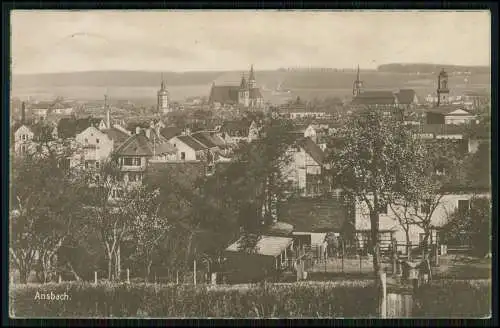 AK Ansbach in Mittelfranken Bayern - Panorama mehrere Kirchen 1930 gelaufen