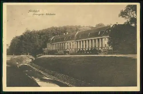 AK Ansbach in Mittelfranken Bayern - Rückseite der Orangerie 1910 gelaufen