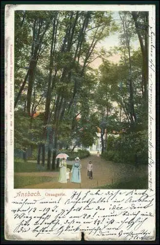 AK Ansbach in Mittelfranken Bayern - Orangerie 1903 gelaufen