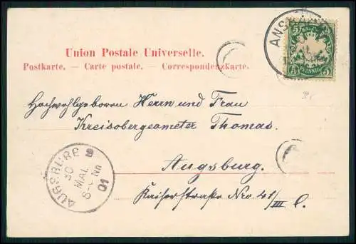 AK Ansbach in Mittelfranken Bayern - Schloss Regierungsgebäude 1901 gelaufen