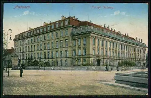 AK Ansbach in Mittelfranken Bayern - Schloß Panorama 1914 gelaufen