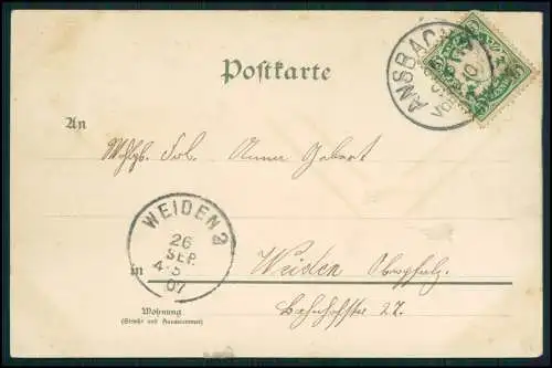 AK Litho Ansbach in Mittelfranken Bayern - Partie an der Kirche 1907 gelaufen