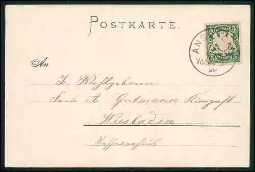 AK Litho Ansbach in Mittelfranken Bayern - Pferdekutsche Reiter 1899 gelaufen