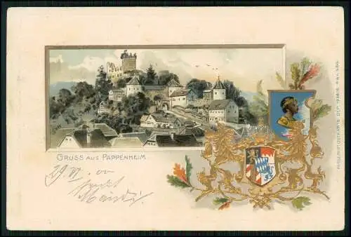 AK Präge Wappen Litho Pappenheim - Lr. Weißenburg-Gunzenhausen 1900 gelaufen