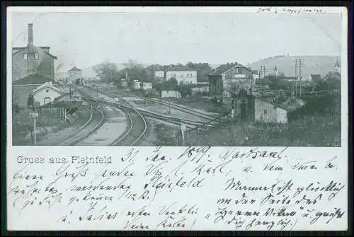 AK Pleinfeld Lr. Weißenburg-Gunzenhausen Bahnhof mit Gleisanlagen 1899 gelaufen