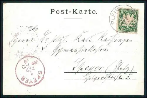 AK Pleinfeld Lr. Weißenburg-Gunzenhausen Bahnhof mit Gleisanlagen 1899 gelaufen