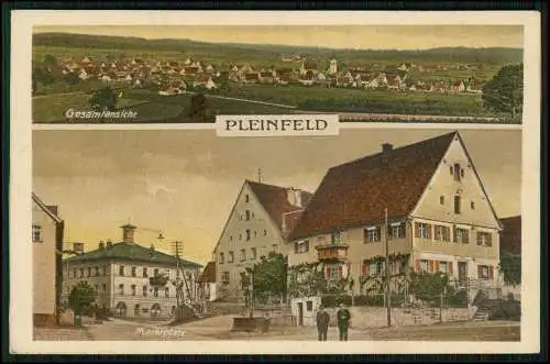 AK Pleinfeld Lr. Weißenburg-Gunzenhausen Marktplatz und Panorama 1925 gelaufen