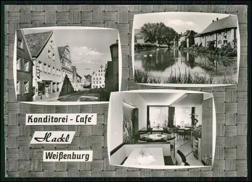 Foto AK Weißenburg am Sand Mittelfranken Cafe Hackl Frauentorstr. 6 und Weiher