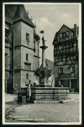 AK Weißenburg in Mittelfranken Bayern Der Schweppermann Brunnen 1937 gelaufen