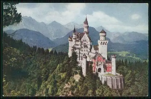 AK Schwangau Schloss Neuschwanstein 1924 mit Schloss-Stempel Schwan gelaufen