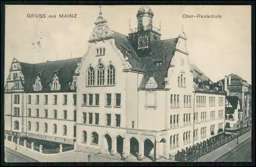 AK Mainz in Rheinland Pfalz Ober-Realschule 1906 gelaufen