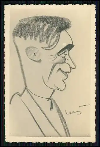 5x Foto Herren Portrait Karikatur Karren signiert Nos 1939-41