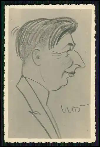 5x Foto Herren Portrait Karikatur Karren signiert Nos 1939-41