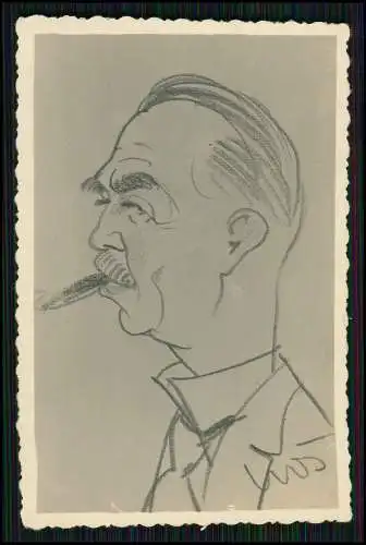 5x Foto Herren Portrait Karikatur Karren signiert Nos 1939-41