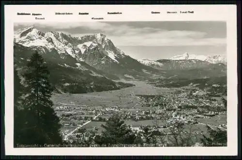 Foto AK Garmisch-Partenkirchen Zugspitze und namentlich erwähnte Tiroler Berge