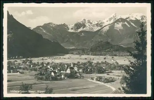 Foto AK Unterwössen in Oberbayern Blick auf Dorf mit Kirche und Gebirge