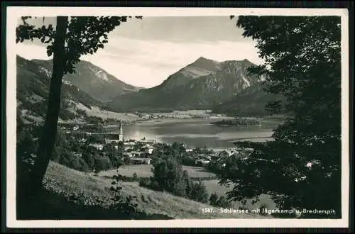 Foto AK Schliersee Oberbayern Ansicht mit Brecherspitze und Jägerkamp 1940