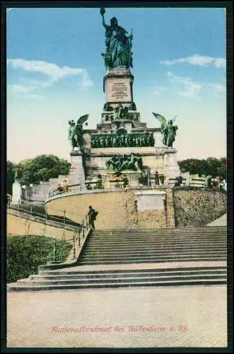 AK Rüdesheim am Rhein Niederwald Nationaldenkmal Feldpost 1916 n. Düsseldorf