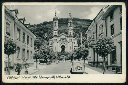 AK Todtnau Schwarzwald Blick auf Kirche St Johannes der Täufer Pkw Oldtimer 1940