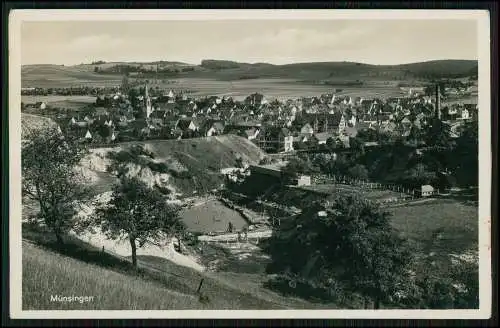 AK Münsingen BW Blick von Anhöhe auf Badeanstalt Freibad Naturbad Baden 1940