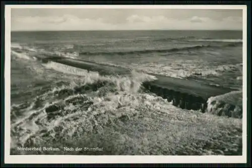 Foto AK Nordseebad Borkum Nach der Sturmflut aufgefüllter Strand 1936-40