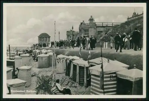 Foto AK Nordseebad Borkum Kurgäste flanieren Strand und Promenade 1936-40