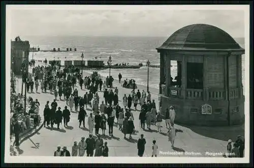 Foto AK Nordseebad Borkum Morgenkonzert an der Promenade viele Kurgäste 1936-40