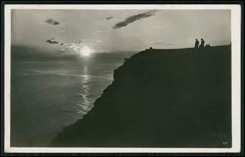 Foto AK Nordkap Norwegen Midnatsol Mitternachtssonne über dem Meer 1935 gelaufen