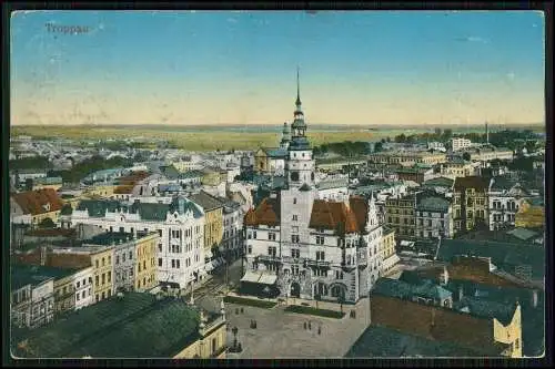 AK Opava Troppau Region Mährisch Schlesien Blick auf Rathaus und Stadt 1915 gel.