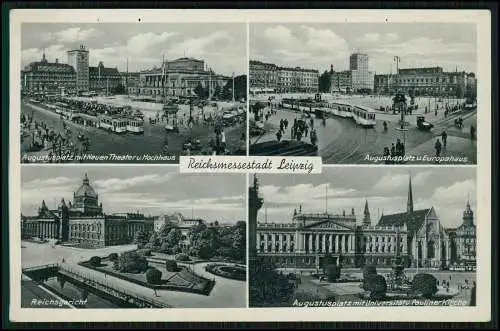 AK Leipzig Augustusplatz Europa Haus Straßenbahn Universität Gericht uvm. 1939