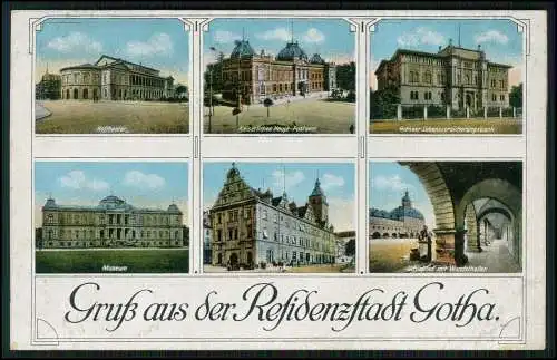 AK Gotha Thüringen Residenzstadt Rathaus Theater Postamt Museum 1916 gelaufen