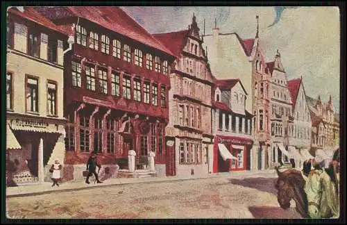 AK Hameln Niedersachsen Blick in die Osterstraße Geschäfte Carl Heuer 1916 gel.