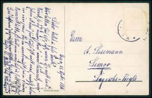 AK Hameln Niedersachsen Blick in die Osterstraße Geschäfte Carl Heuer 1916 gel.