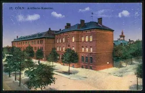 AK Köln Artillerie Kaserne Dämmerung Fenster beleuchtet 1916 Feldpost gelaufen