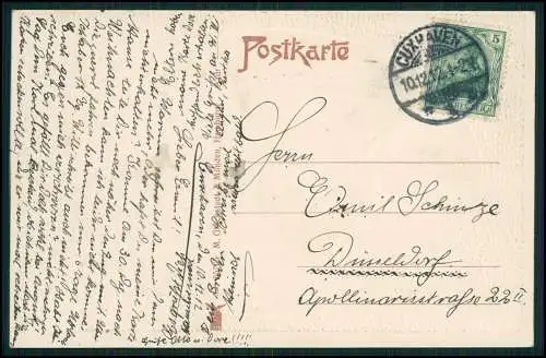 Präge AK Nordseebad Cuxhaven Begrüßung Dampfer George Washington ? 1912 gelaufen