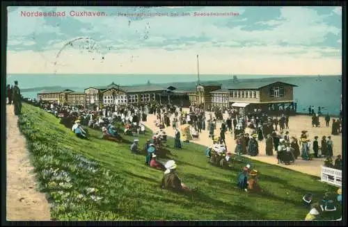 AK Nordseebad Cuxhaven Promenadenkonzert bei den Seebad-Anstalten 1913 gelaufen