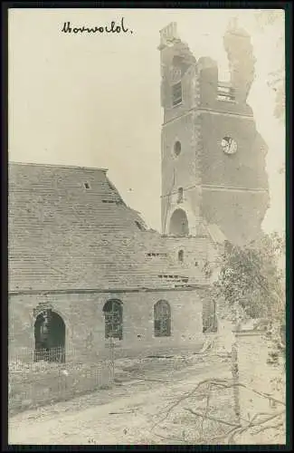 Foto AK 1. WK Frankreich Belgien zerstörtes Dorf Kirche Kriegszerstörungen 1918