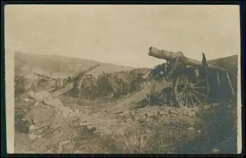 Foto AK 1. WK Geschütz Flak Kriegszerstörung Frankreich 1916 n. Lemgo Lippe gel.