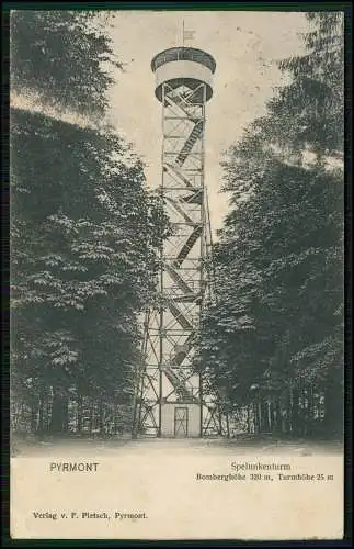 AK Bad Pyrmont Spelunkenturm Aussichtsturm auf dem Bomberg 1914 nach Lemgo gelau