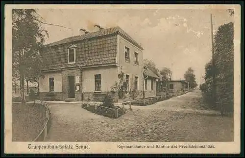 AK Truppenübungsplatz Senne Bielefeld Detmold Kommandantur Kantine 1918 gelaufen