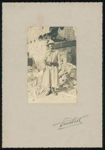 Foto Passepartout 18×12cm 1. WK französischer Soldat Standportrait 1916