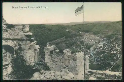 AK Bad Urach Schwäbischen Alb Ruine Hohenurach mit Blick auf die Stadt 1913 gel.