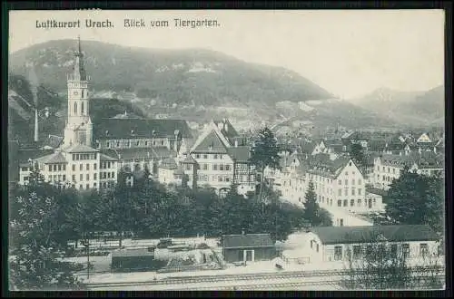 AK Bad Urach Schwäbische Alb Blick vom Tiergarten auf den Bahnhof 1909 gelaufen