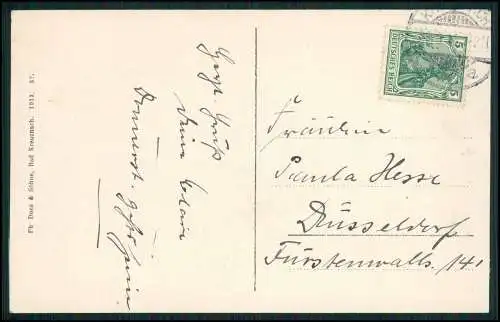 AK Bad Kreuznach Brückenhaus mit Werbung über dem Mühlenteich 1911 gelaufen