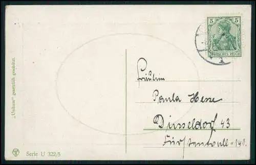 AK Unikum Karte im Passepartout - Wanderer auf dem Weg ins Dorf 1905 gelaufen