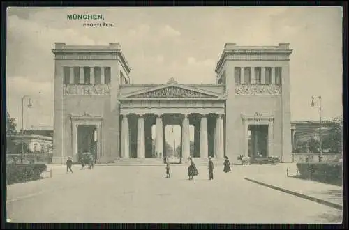 AK München Propyläen, Durchblick auf Königlichen Platz und Obelisk 1914 gelaufen