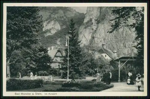 AK Bad Münster am Stein im Kurpark 1915 gelaufen